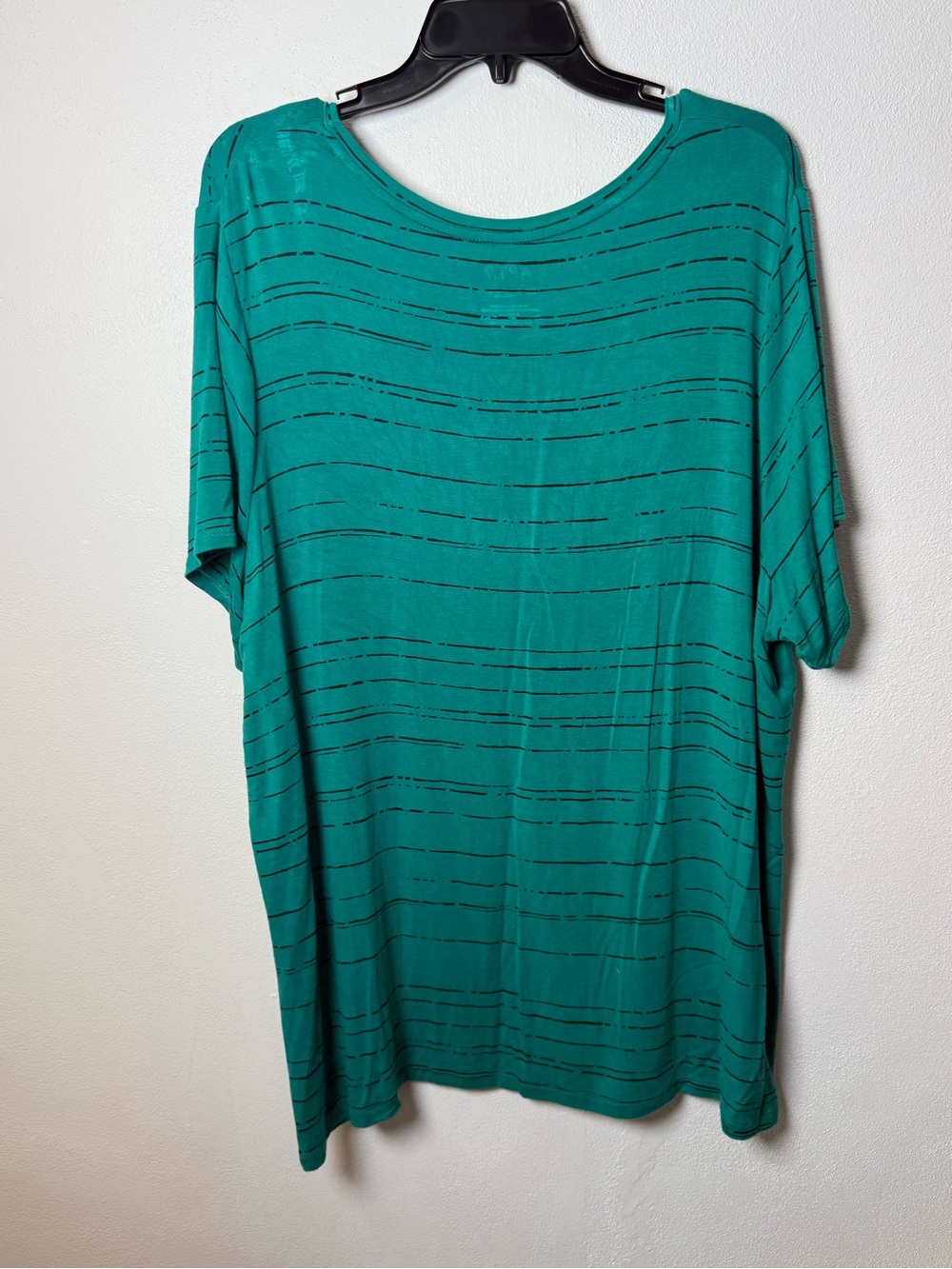 Apt. 9 Teal V-Neck Striped Knot Front Short Sleeve Top - Picture 4 of 4